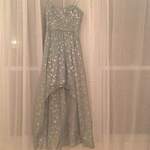 NWT BCBG Max and Cleo turquoise and gold gown.